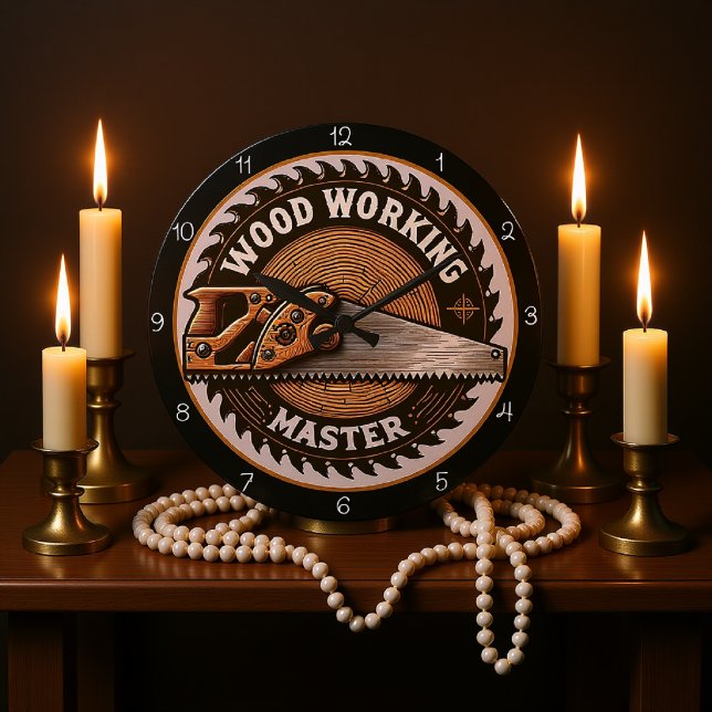 Woodworking Master Saw Blade with Hand Saw Große Wanduhr (Von Creator hochgeladen)