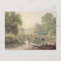 Woody Landschaft mit einer Steinbrücke über einen