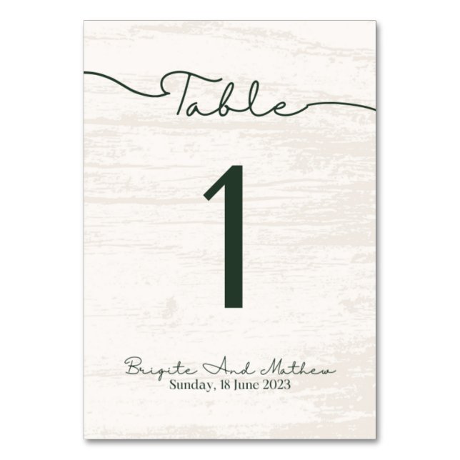 Woody Modern Table Card Tischnummer (Vorderseite)