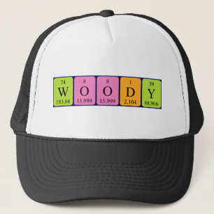 Woody-Periodensystemnamenhut Truckerkappe