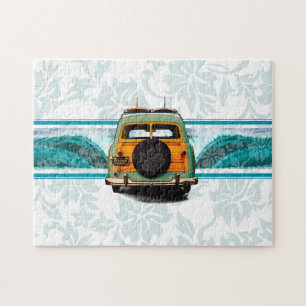 Woody Wave Hawaiian Surf Illustration Puzzle