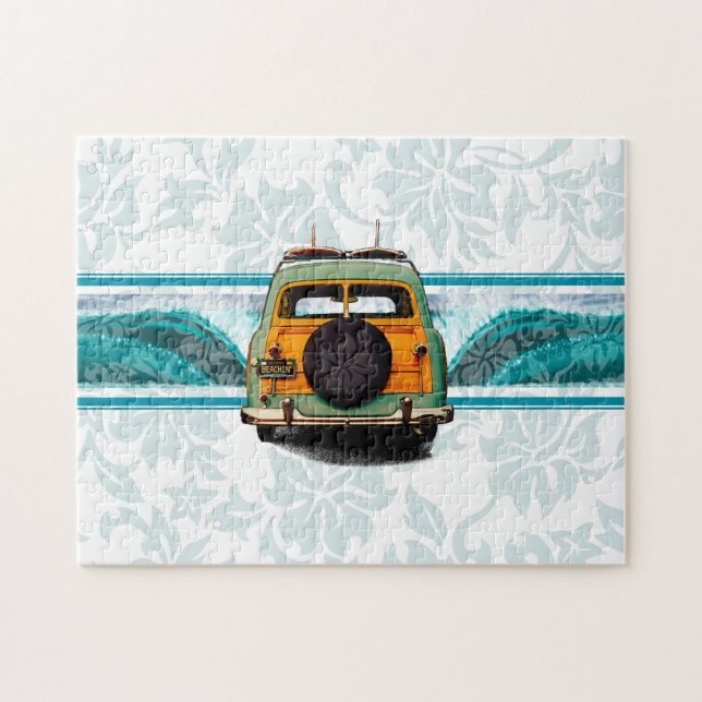 Woody Wave Hawaiian Surf Illustration Puzzle (Horizontal)