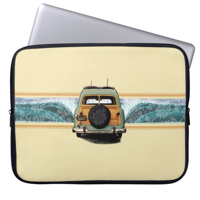 Woody Wave Surfer Neoprene Wetsuit Laptopschutzhülle (Vorderseite)