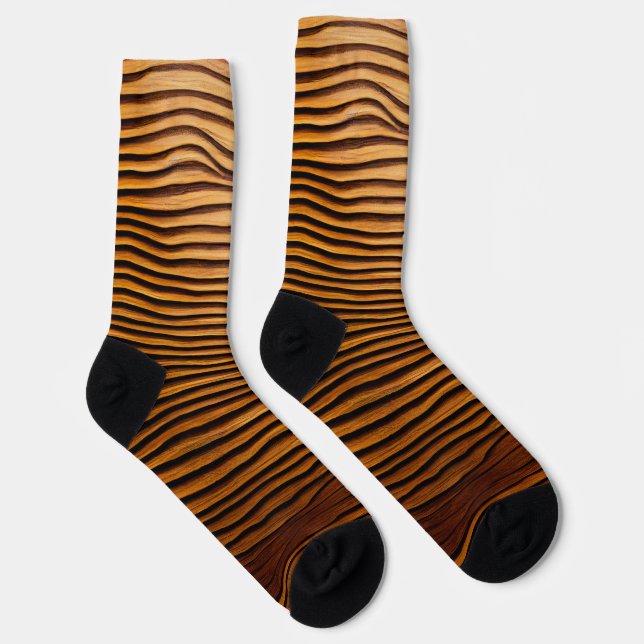 Woody Waves of Wonder - Elegant Wood Grain Modern Socken (Rechts)