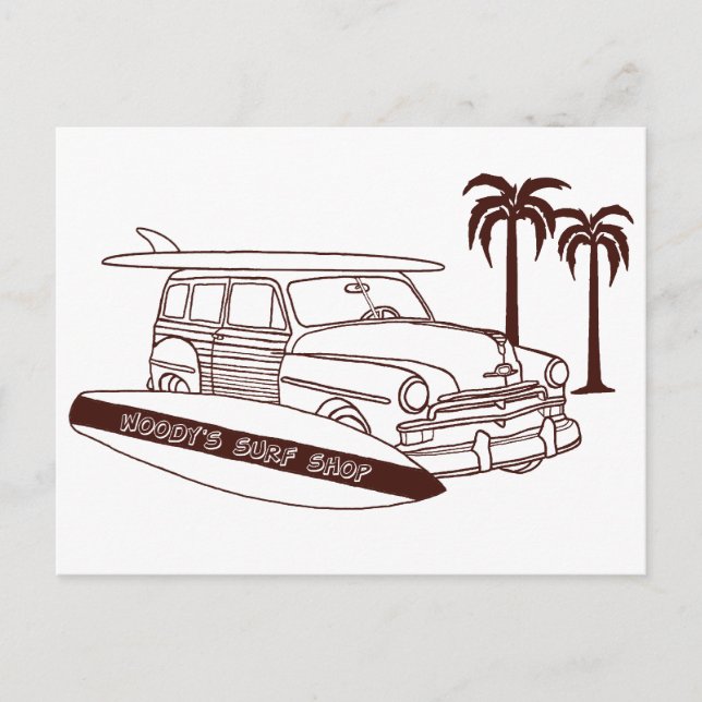 Woody's Surf Shop Postkarte (Vorderseite)