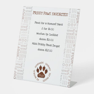 Woof Art Border Brown Dog Paw Business Name Sockelschild