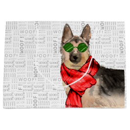 Woof Art Funny German Shepherd Weihnachten Große Geschenktüte