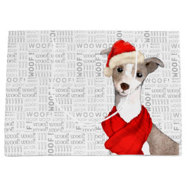 Woof Art Funny Italian Greyhound Dog Weihnachten Große Geschenktüte