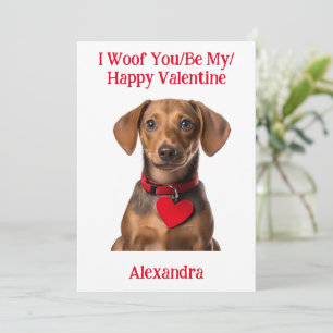 Woof du/be My/Happy Valentine Dackel Puppy Feiertagskarte