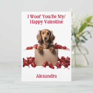 Woof du/be My/Happy Valentine Dackel Puppy Feiertagskarte