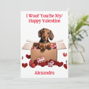 Woof du/be My/Happy Valentine Dackel Puppy Feiertagskarte