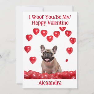 Woof du/be My/Happy Valentine French Bulldog Card Feiertagskarte