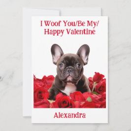 Woof du/be My/Happy Valentine French Bulldog Card Feiertagskarte
