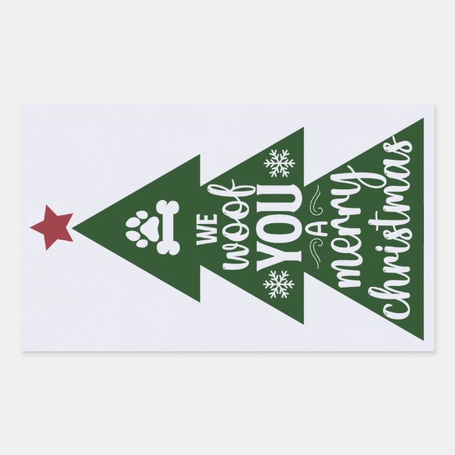 Woof Frohe Weihnachtskleber Rechteckiger Aufkleber (Vorderseite)