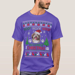 Woof Havanese Christmas Ugly Christmas Sweater Gif T-Shirt