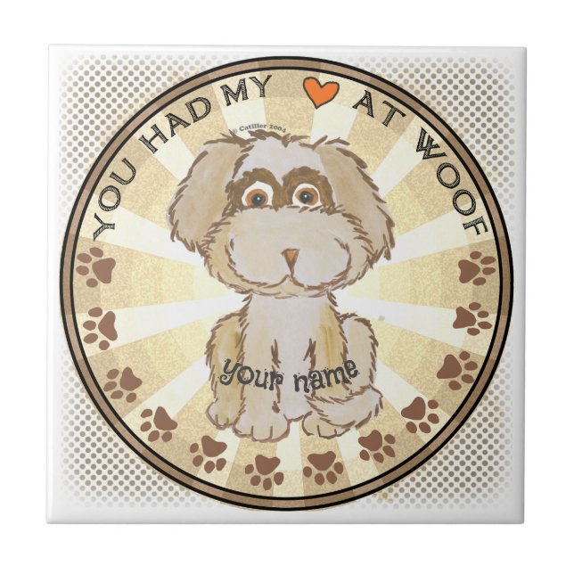 Woof Hund   Fliese (Vorderseite)