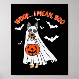 Woof ich Gemein Boo Funny Ghost Dog Halloween Pump Poster