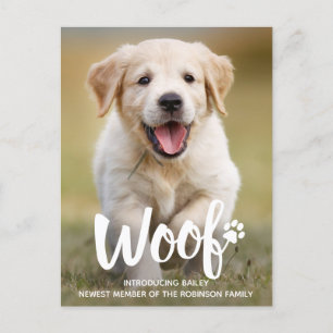 Woof Niedlich Puppy Personalisiert Foto Dose New P Ankündigungspostkarte