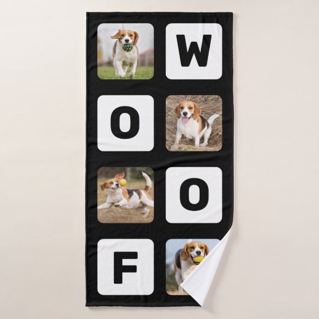 Woof Personalisierte Fotolackage Pet Lover Dog Badehandtuch (Badehandtuch)