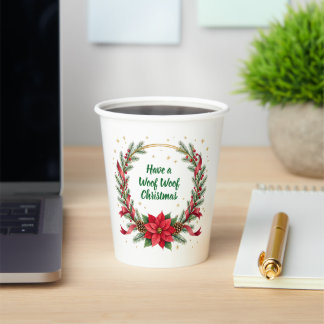 Woof Woof Christmas Paper Cup - Customizable Text  Pappbecher