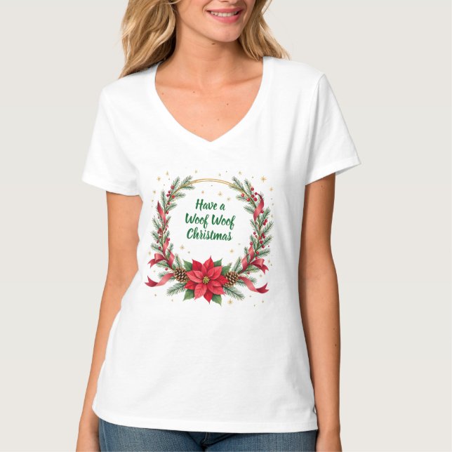 Woof Woof Christmas Shirt - Customizable Text  (Vorderseite)