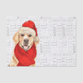 Woof Word Art and Christmas Golden Retriever Dog Seidenpapier
