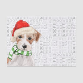 Woof Word Art and Christmas Jack Russell Dog Seidenpapier