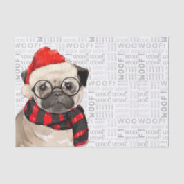 Woof Word Art and Christmas Mops Lover Seidenpapier