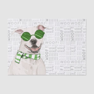 Woof Word Art and Christmas Pit Bull Dog Seidenpapier