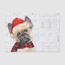 Woof Word Art and French Bulldog Christmas Seidenpapier