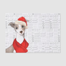 Woof Word Art und Italian Greyhound Christmas Seidenpapier