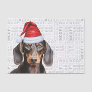 Woof Word Art und Weihnachten Glatter Dachshund Hu Seidenpapier