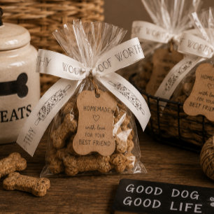 Woof Worthy   Selbstgemachte Hundeleckerlis Weiß & Satinband