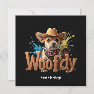 Woofdy Funny Western Cowboy Dog in Texas Einladung