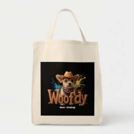 Woofdy Funny Western Cowboy Dog in Texas Tragetasche