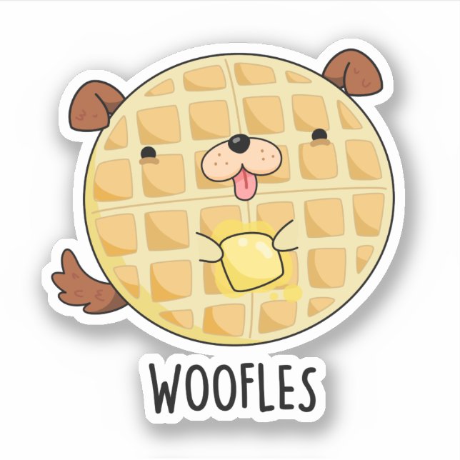 Woofles Funny Doggy Waffle Pub Aufkleber (Vorderseite)