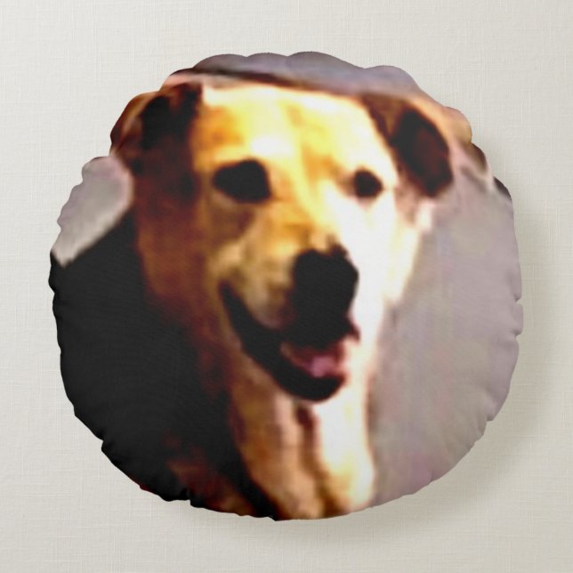 Woofs N' Wags Rundes Kissen (Vorderseite)