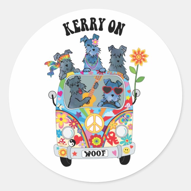 Woofstock Kerry Blue Terrier Classic Round Sticker (Vorderseite)