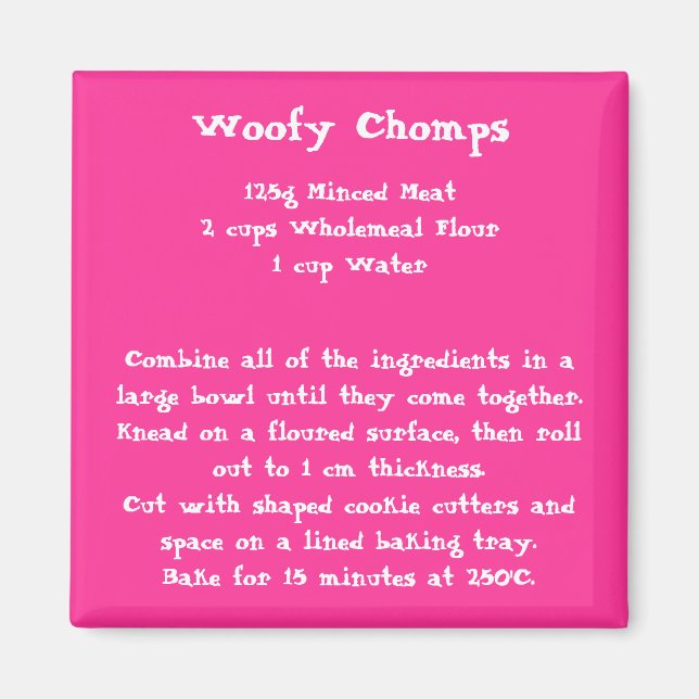 Woofy Chomps Rezept Magnet Farbe (Vorne)