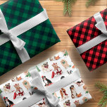 Woofy Christmas Niedlich Watercolor Schöne Hunde Geschenkpapier Set<br><div class="desc">Niedliche und bezaubernde Woofy Weihnachtsblätter mit einem Blatt mit unseren bezaubernden, handbemalten, schelofen, frechen Hunden in einer Wiederholung. Das zweite Blatt in einem roten Büffel kariert und ein drittes Blatt in einem grünen Büffel karierten Muster. Die Weihnachtsblätter dieses schelhaften Hundes sind perfekt für Tierfreunde und machen ein exzellentes Geschenk. Maßgeschneidert...</div>