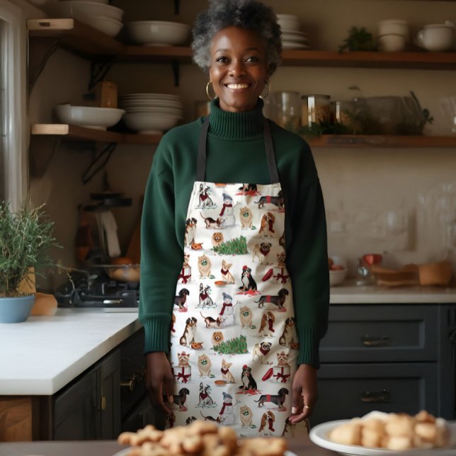 Woofy Christmas Niedlich Watercolor Schöne Hunde Schürze (Woofy Christmas Cute Watercolor Naughty Dogs Apron)