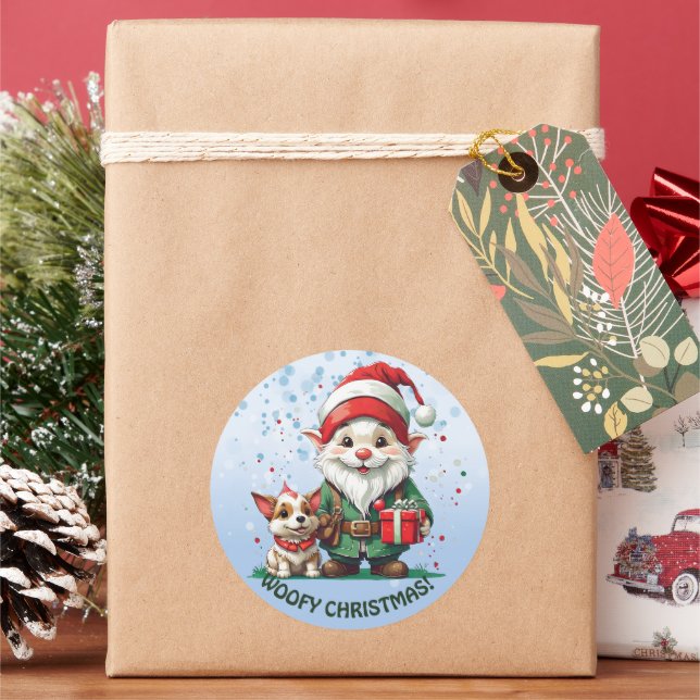 Woofy Christmas! Runder Aufkleber (Feiertag)