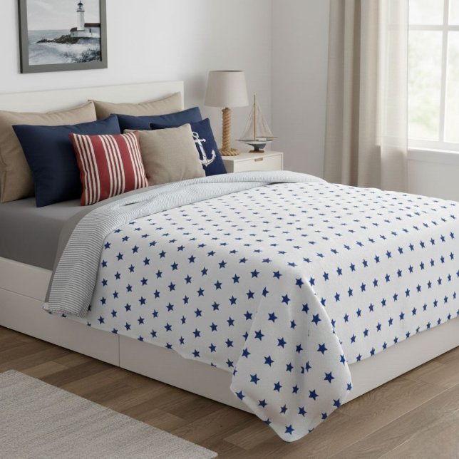 Wool blanket with blue stars, living room throw fleecedecke (Von Creator hochgeladen)