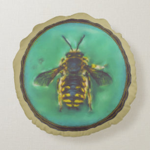 Wool Carder Bee Rundes Kissen