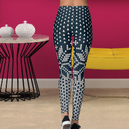 Wool Knitted Christmas And New Year Flower Pattern Leggings