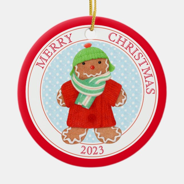 WOOLIE GINGERBREAD 2023 Keramik Circle Ornament (Vorne)