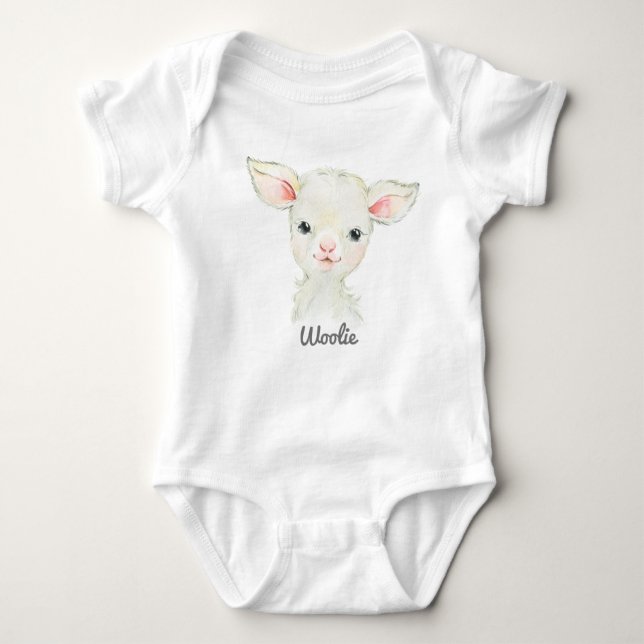 Woolie Lambert Niedlich Lamb Neuborn Bodysuit Baby Strampler (Vorderseite)