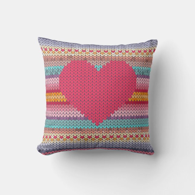 Woollen Regenbogenherz Valentine-Imitatstickerei Kissen (Vorderseite)