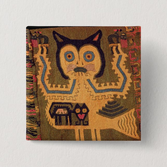 Woollen Zahl eines Jaguars, Paracas Kultur Button (Vorderseite)