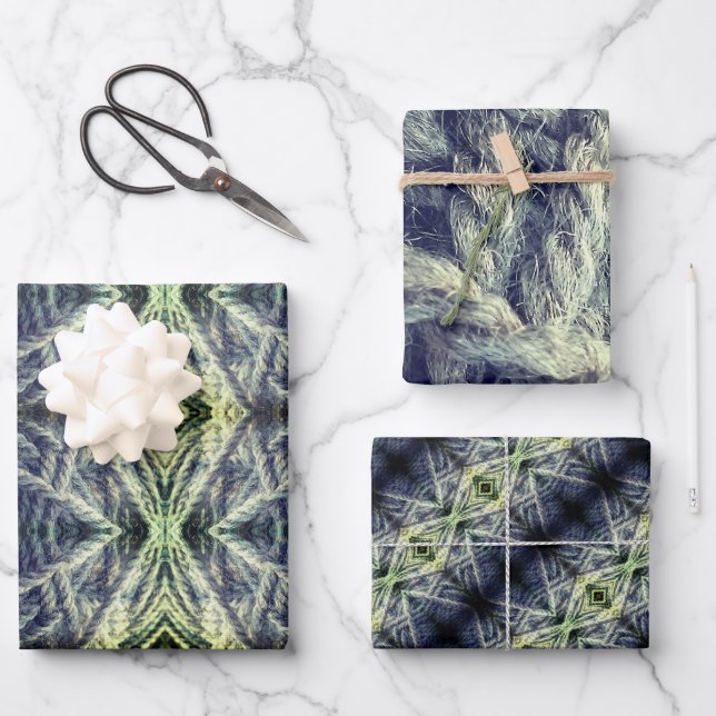 Woolly String Texture Wrapping Paper Sheet Geschenkpapier Set (Vorderseite)